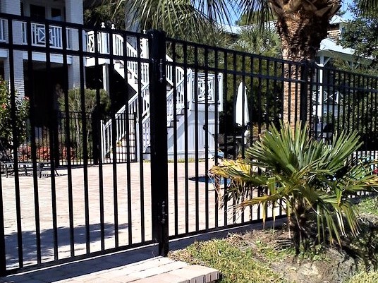 Photo of a black aluminum fence