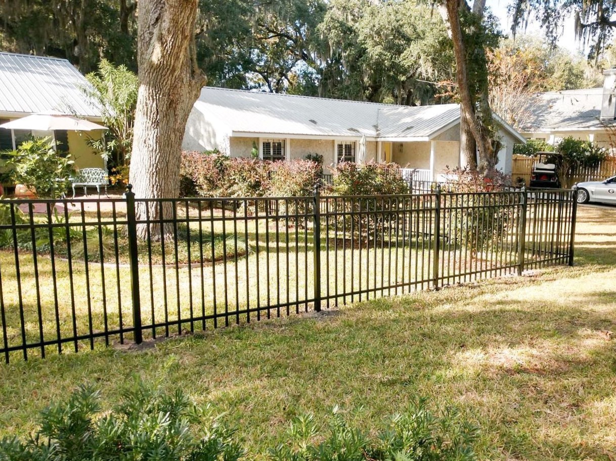 Photo of a black aluminum fence